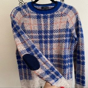 J crew Brushed Wool-Blend Plaid Crewneck Sweater